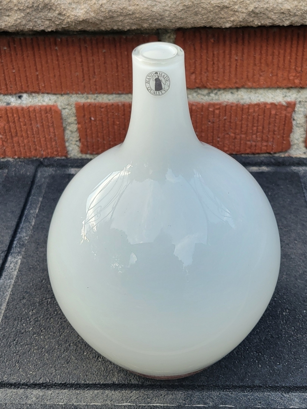 Ikea Salong Vase Opaque White Cased Glass Modernist MCM Hand Blown Retired 8”